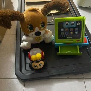 Interactive infant toy lot. Dog, lady bug and cash register